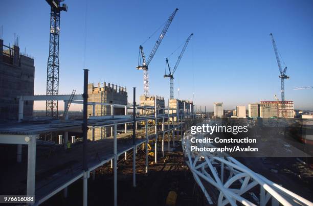 Wembley stadium-London: Conventional steel frame stands were built alongside the interlacing steel tubes of the signature arch, constructed on the...