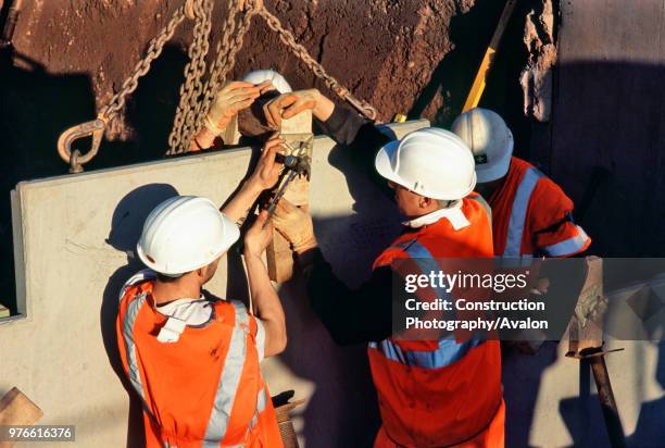 Fixing panels for the abutments of the centre rail overbridge across a local road on the West Coast Main Line, Lichfield bridges WCML.
