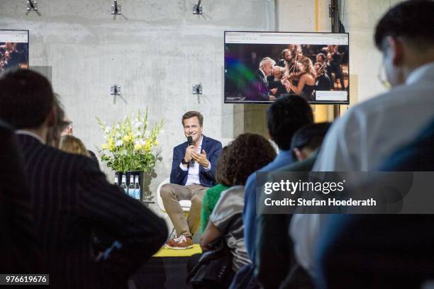 Managing Director Google Germany GmbH and Vice President Central Europe Philipp Justus speaks during a press conference held by german classical...