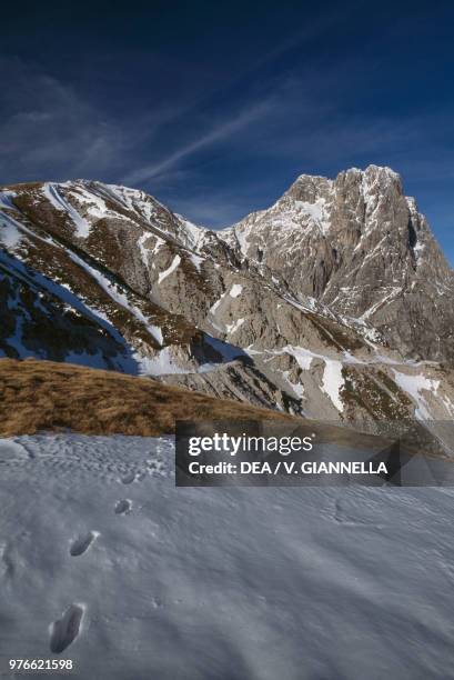 View of Mount Aquila and the Corno Grande , Gran Sasso-Monti della Laga National Park, Abruzzo, Italy.