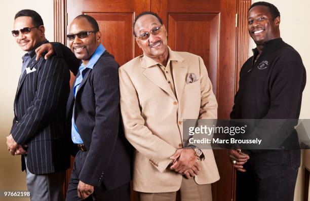 Ronnie McNeir, Lawrence Roquel Payton Jr, Abdul Duke Fakir and Theo Peoples of The Four Tops pose for portraits at The Grosvenor House Hotel on March...