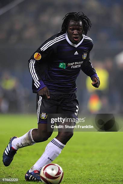 Romelu Lukaku of Anderlecht in action during the UEFA Europa League round of 16 first leg match between Hamburger SV and Anderlecht at HSH Nordbank...