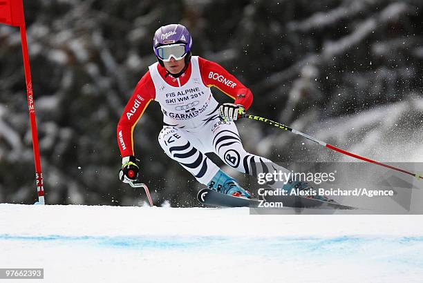 Maria Riesch of Germany competes during the Audi FIS Alpine Ski World Cup Women's Super G on March 12, 2010 in Garmisch-Partenkirchen, Germany.