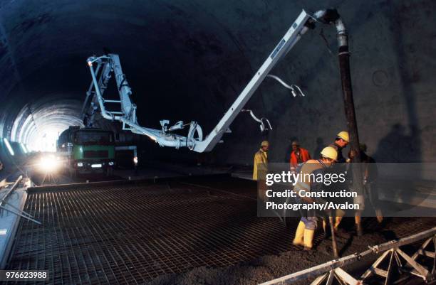 Special low headroom boom configuration on a concrete pump being used on the Stuttgart to Munich high speed rail connection.