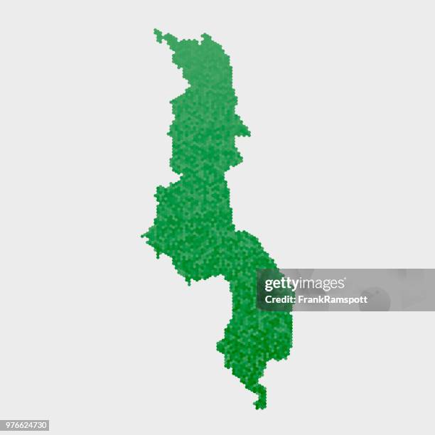 malawi country map green hexagon pattern - malawi map stock illustrations