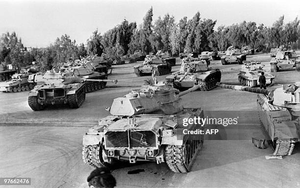 Picture released on October 1980 of Iranian artillery, tanks, arms and munitions captured by the Iraqi army during Iran / Iraq war.