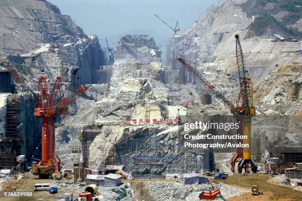 Diversion Canal Cutting at Three Gorges Dam Sandouping, Yichang, Hubei Province, Yangtse River China .