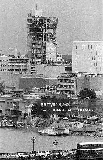 Picture taken on March 18, 1985 of Rafidain Bank building destroyed by Iranian missiles, in bagdad. The Iraq-Iran war began in September 1980 after...