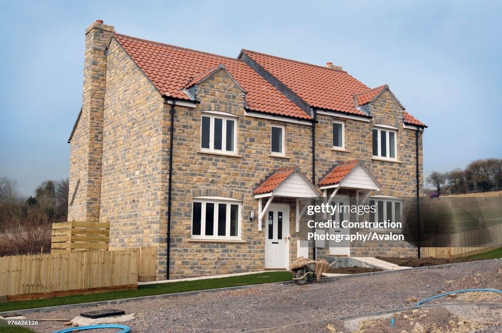 The affordable housing built by Glastonbury Rock Festival Founder Michael Eavis in the village of Pilton, Somerset, UK