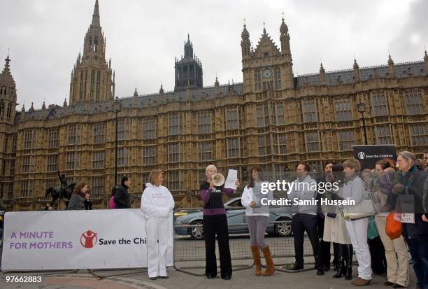 Annie Lennox gives a speech at the Save The Children's 'A Minute For Mothers' photocall on March 12, 2010 in London, England.