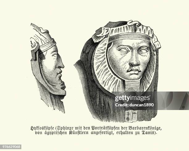 ilustrações de stock, clip art, desenhos animados e ícones de ancient egyptian hyksos statues from tanis - hyksos