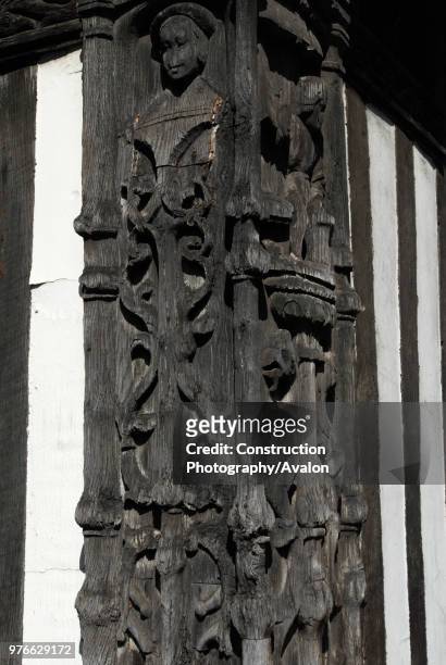 Wood carving on an medieval building, Ipswich, United Kingdom.