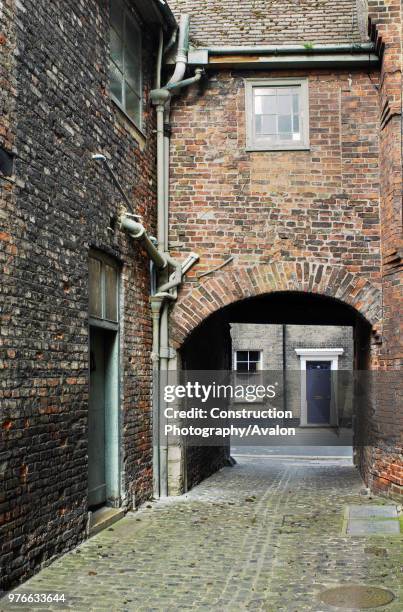 Alleyway in the medieval part of Kings Lynn, Norfolk, UK.