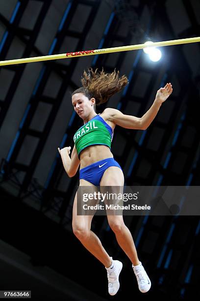 Fabiana Murer of Brazil competes in the Womens Pole Vault Qualification during Day 1 of the IAAF World Indoor Championships at the Aspire Dome on...