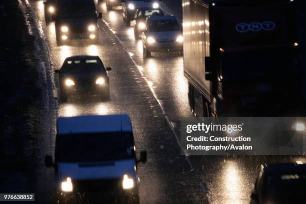 Bad weather on the M11, dusk.