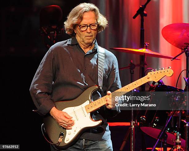 Eric Clapton performs at Bank Atlantic Center on March 11, 2010 in Sunrise, Florida.