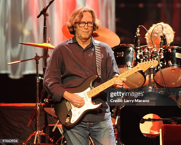 Eric Clapton performs at Bank Atlantic Center on March 11, 2010 in Sunrise, Florida.