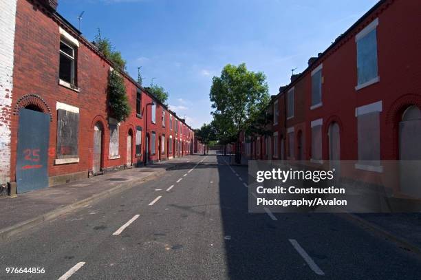 Derelict housing estate, Salford area, Manchester, United Kingdom.