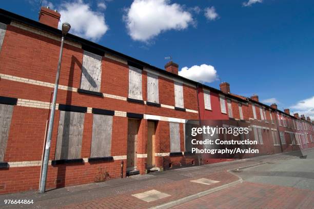 Derelict housing estate, Salford area, Manchester, United Kingdom.