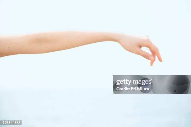 arm and horizontal line - woman hand stock pictures, royalty-free photos & images