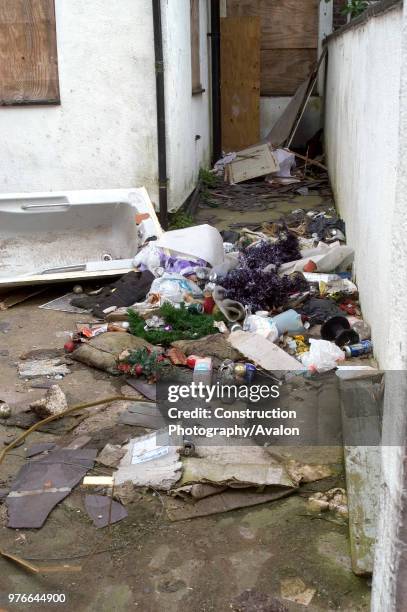 Derelict housing estate, Salford area, Manchester, United Kingdom.