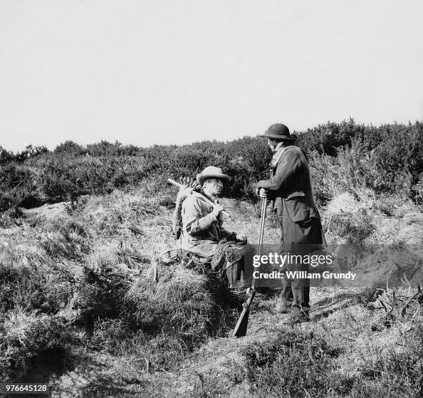 Olden Days Rabbit Catching Two hunters with a catch of rabbits after a day's shooting, 1857 ...