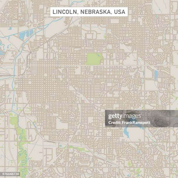 lincoln nebraska us city street map - lincoln nebraska stock illustrations