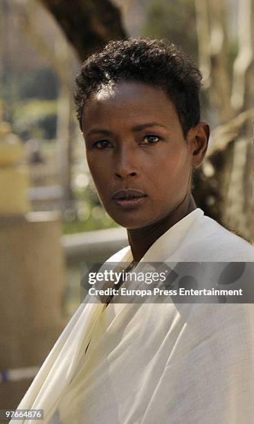 Model Waris Dirie poses during a portrait session on March 12, 2010 in Madrid, Spain.