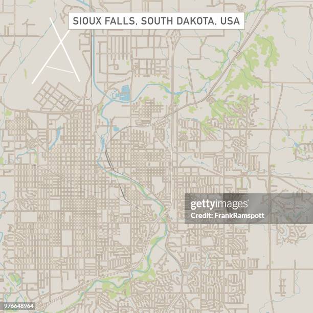 illustrations, cliparts, dessins animés et icônes de sioux falls sud dakota u.s. city voir le plan - sioux city