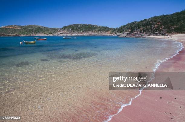 Praia do Forno beach with pink sand, Buzios, Brazil.