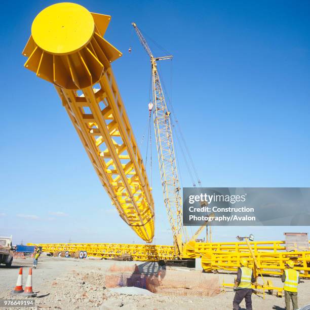 Construction of roof structure of Millennium Dome, Greenwich, London, UK, 1999.