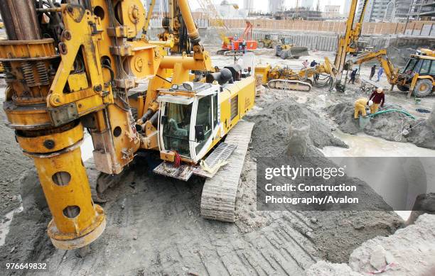 Al Barsha, TECOM, Construction site visit, Dubai, United Arab Emirates, April 2007, Pit works on a G+22 commercial and residential building in Al...