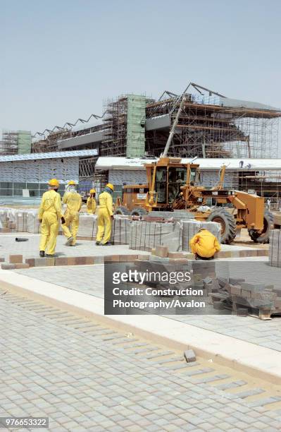 Dubai Autodrome under construction at the Dubailand, Dubai, United Arab Emirates, September 2004, Transforming 7,5km of sandy desert in the heart of...