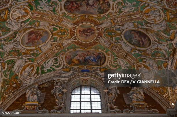 Frescoed vault, Basilica of Santa Maria Maggiore, Bergamo, Lombardy, Italy, 17th century.