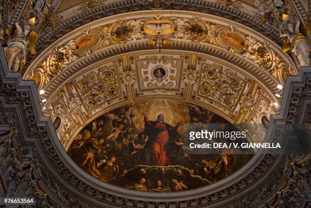 Frescoed vault, Basilica of Santa Maria Maggiore, Bergamo, Lombardy, Italy, 17th century.