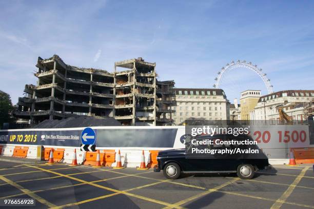 Demolition of the officially known as Greater London Council Overflow Building, Number 1 Westminster, This building was once connected to City Hall...