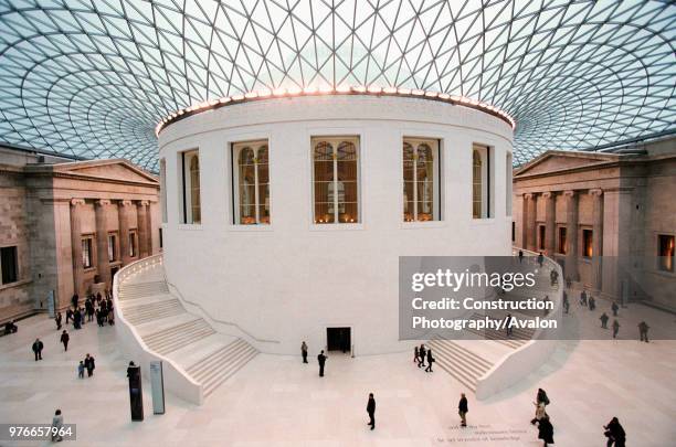 British Museum, Great Court, London, Hidden from public view since 1857, the Great Court allows visitors to move freely around the Main floor for the...