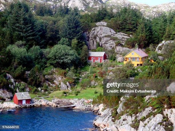 tiny houses in the mountains - evtushenko stock pictures, royalty-free photos & images