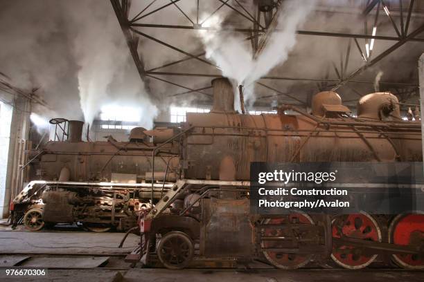 Two Chinese SY Class industrial Mikados on-shed at Baotou Steelworks, Inner Mongolia. March 2005.