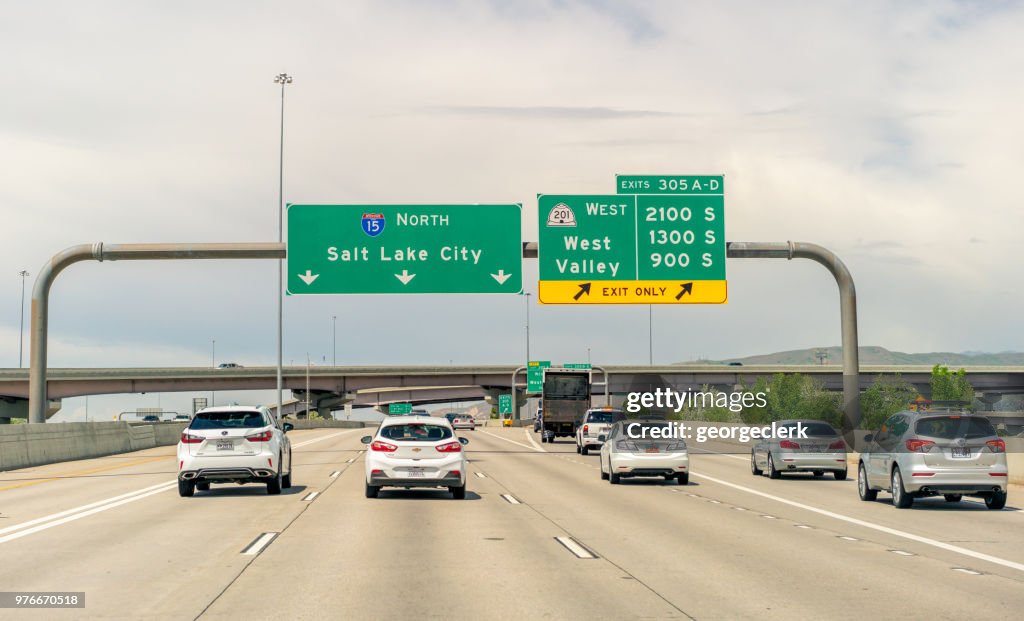 Approaching Salt Lake City on Interstate 15