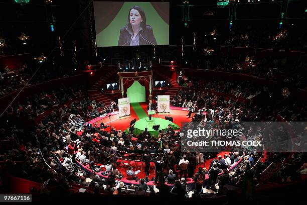 French Green leader Cecile Duflot, Europe Ecologie head of Ile-de-France for the regional elections to be held in France on March 14 and and 21,...
