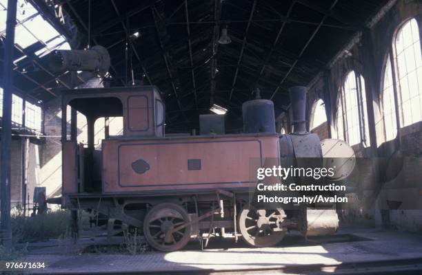 Derelict Orenstein Koppel 0-4-0T in the abandoned depot at Huelva Port Spain on Thursday 7th May 1987.