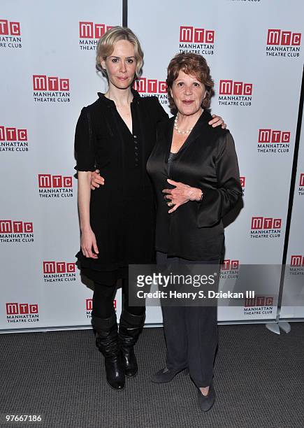 Actresses Sarah Paulson and Linda Lavin attend the "Collected Stories" photo call at the Manhattan Theatre Club Rehearsal Studios on March 12, 2010...