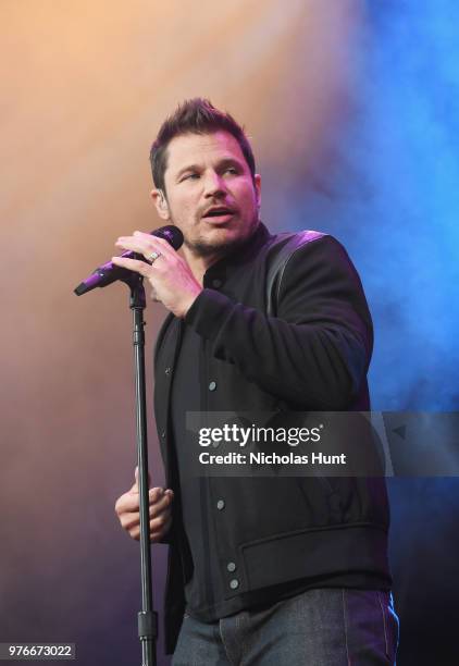 Nick Lachey of 98 Degrees performs onstage at 103.5 KTU's KTUphoria on June 16, 2018 in Wantagh City.