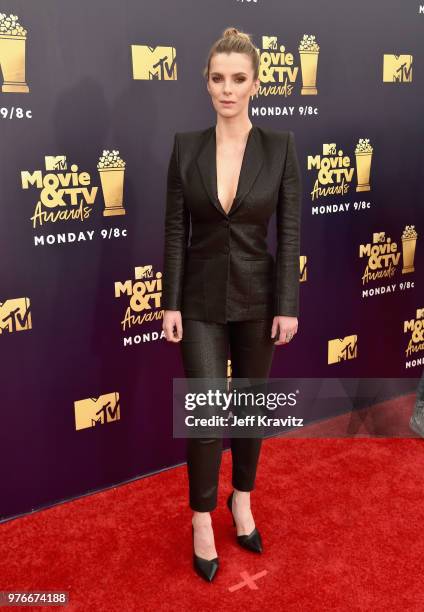 Actor Betty Gilpin attends the 2018 MTV Movie And TV Awards at Barker Hangar on June 16, 2018 in Santa Monica, California.