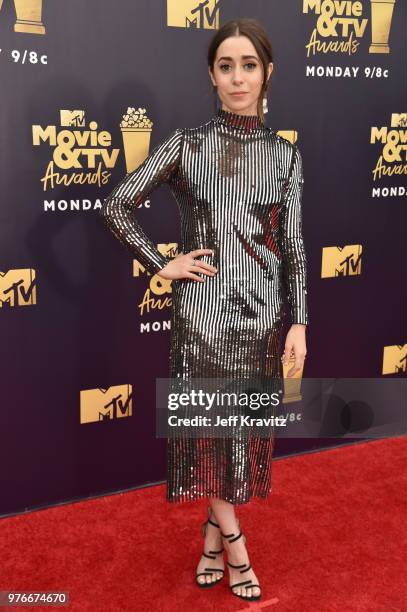 Actor Christin Milioti attends the 2018 MTV Movie And TV Awards at Barker Hangar on June 16, 2018 in Santa Monica, California.