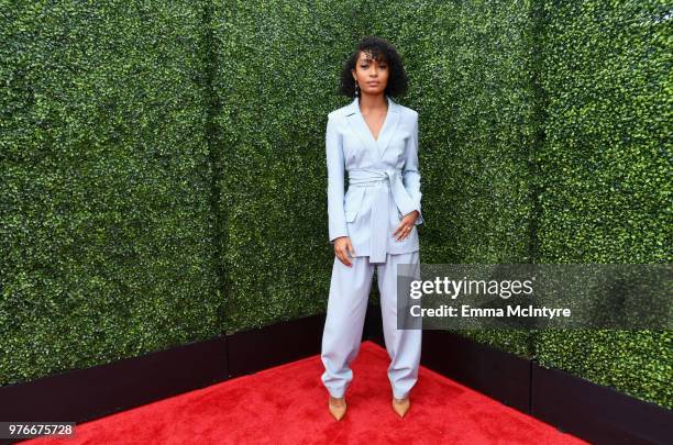 Actor Yara Shahidi attends the 2018 MTV Movie And TV Awards at Barker Hangar on June 16, 2018 in Santa Monica, California.