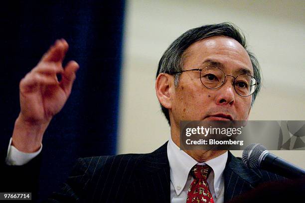 Steven Chu, U.S. Energy secretary, speaks at the Export-Import Bank Conference in Washington, D.C., U.S., on Friday, March 12, 2010. U.S. Treasury...