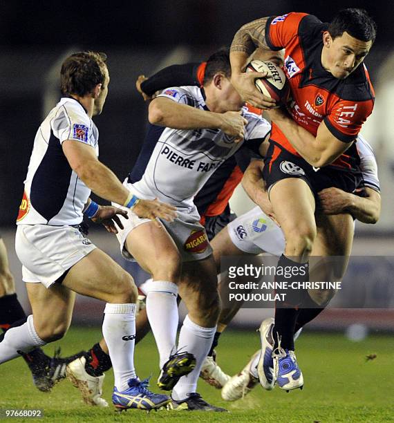 Toulon Sonny Bill Williams of New Zealand tries to escape from Castres defenders during their french Top 14 rugby union match, Toulon vs Castres on...