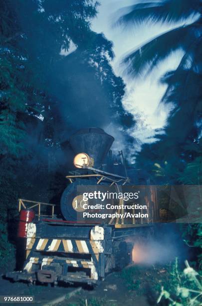 Night scene with 3 cylinder 'C' type Lima Shay No.10 of 1924 at Lopez Sugar Central at Fabrica on the Philippine island of Negros on Wednesday 16th...